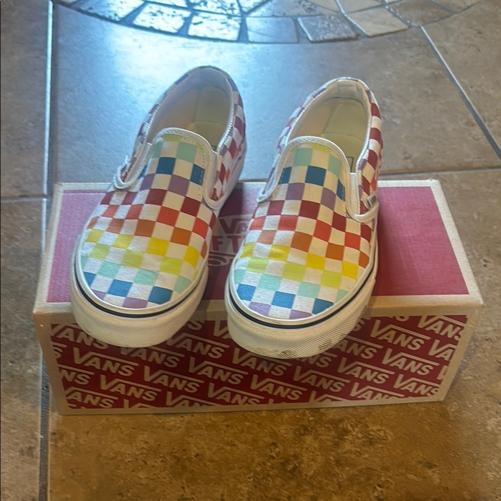 Vans Colorful Checkered Slip-On Sneakers rainbow